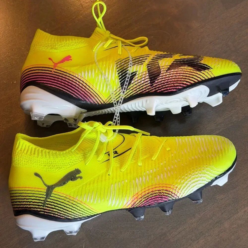 Puma Women’s size 6 Future 8 Match Soccer Cleat Yellow Pink - Picture 4 of 9